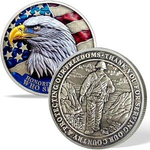 Patriotic Eagle and Soldier Challenge Coin